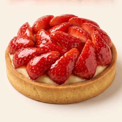 Photo produit d'une tarte aux fraises générée avec l'IA