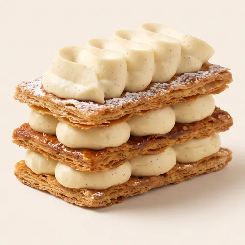 Photo produit d'un mille-feuille générée avec l'IA